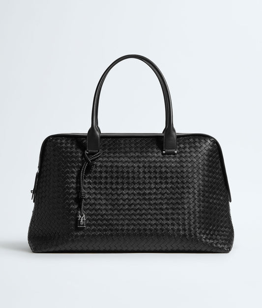 Carryta Black Woven Nappa Leather Weekender Bag