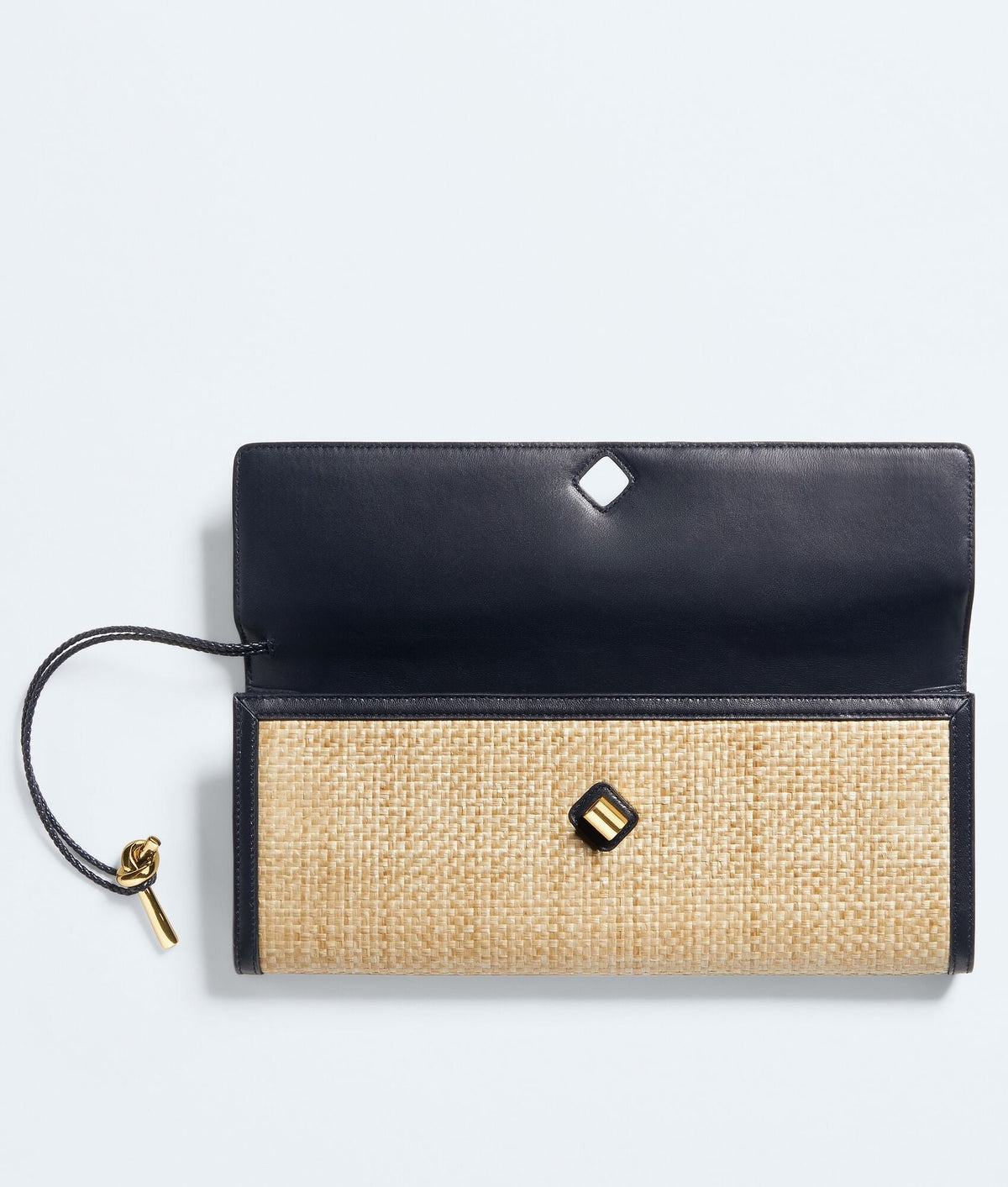 Carryta Women's Natural Raffia Leather Trim Clutch Bag