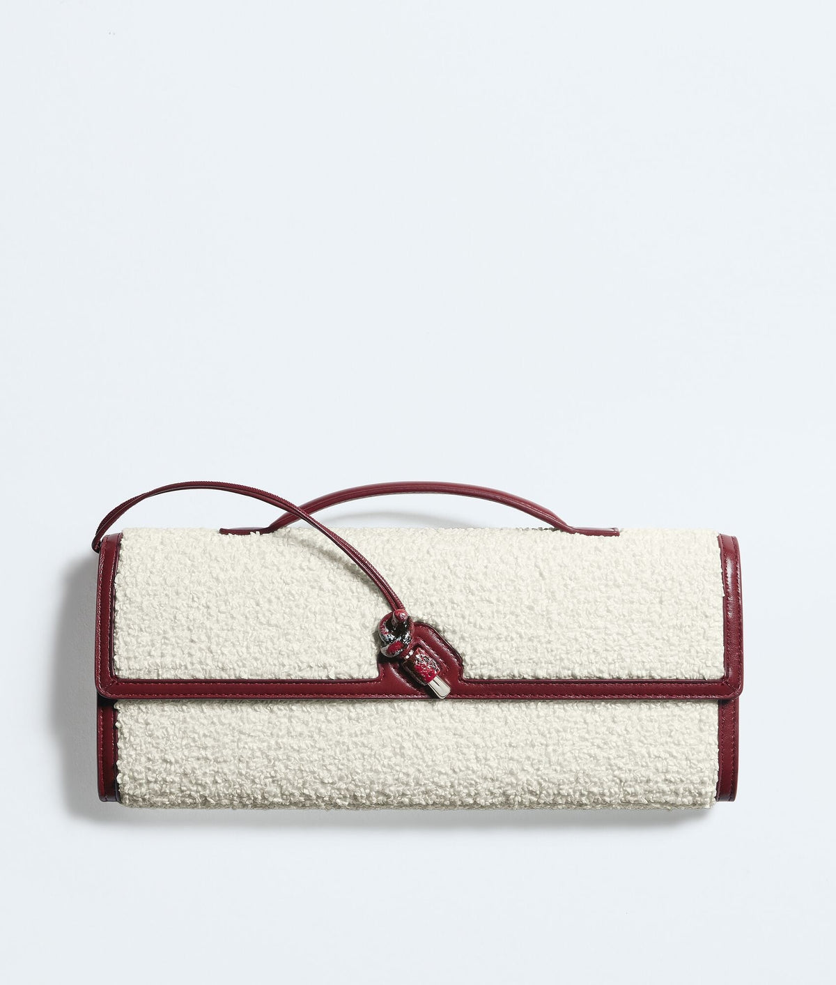Carryta Women's White Curly Raffia Leather Trim Clutch Bag