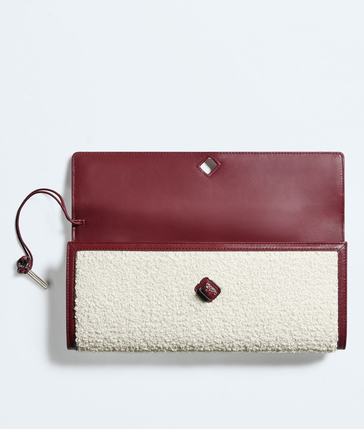 Carryta Women's White Curly Raffia Leather Trim Clutch Bag